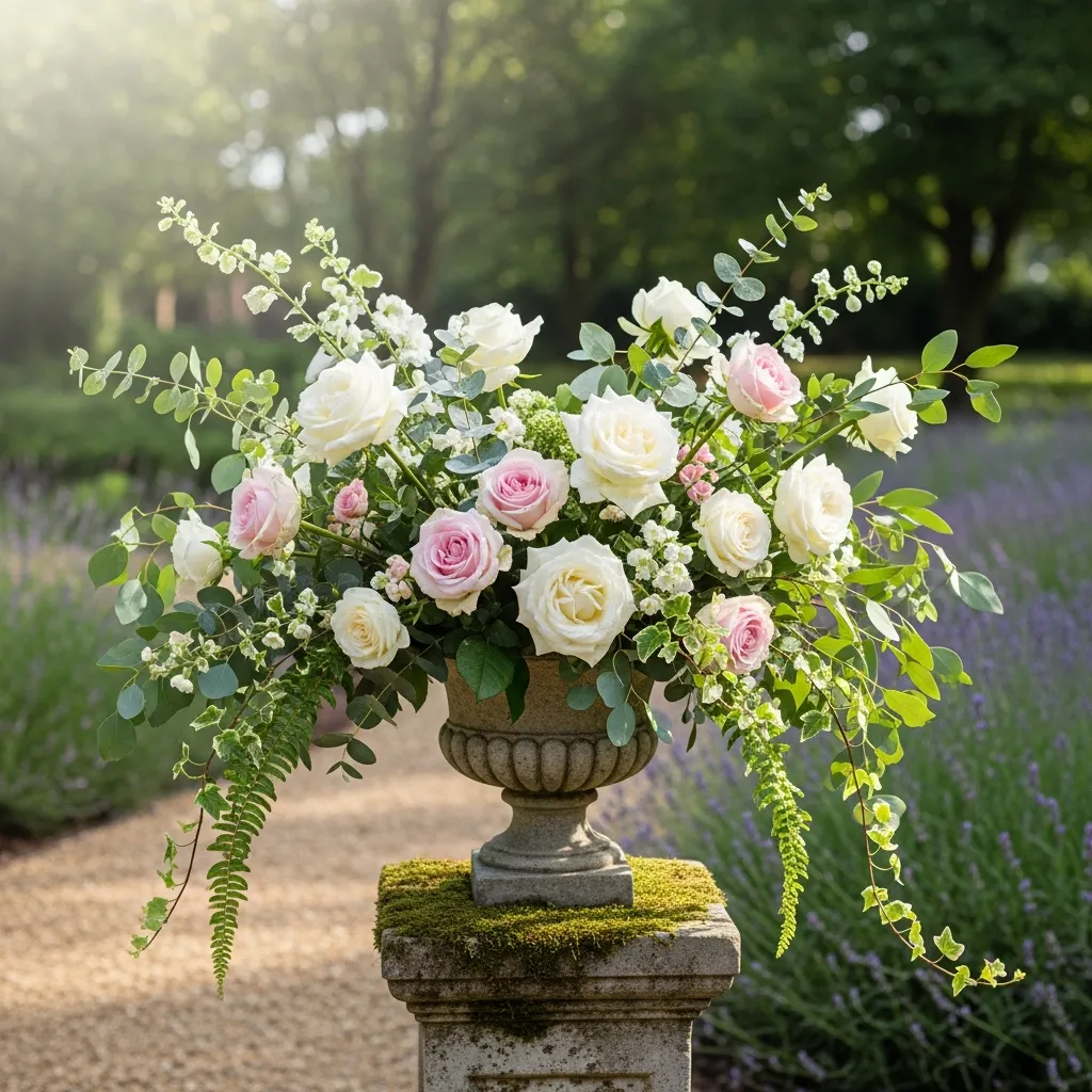 Garden Whisper elegant arrangement with roses and greenery